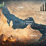 ABD ve İsrail’in İran’a saldırısı dördüncü gün analizi kapsamında, Hürmüz Boğazı'nın kapatıldığını ve petrol monarşileri üzerindeki baskıyı gösteren jeopolitik harita diagramı.