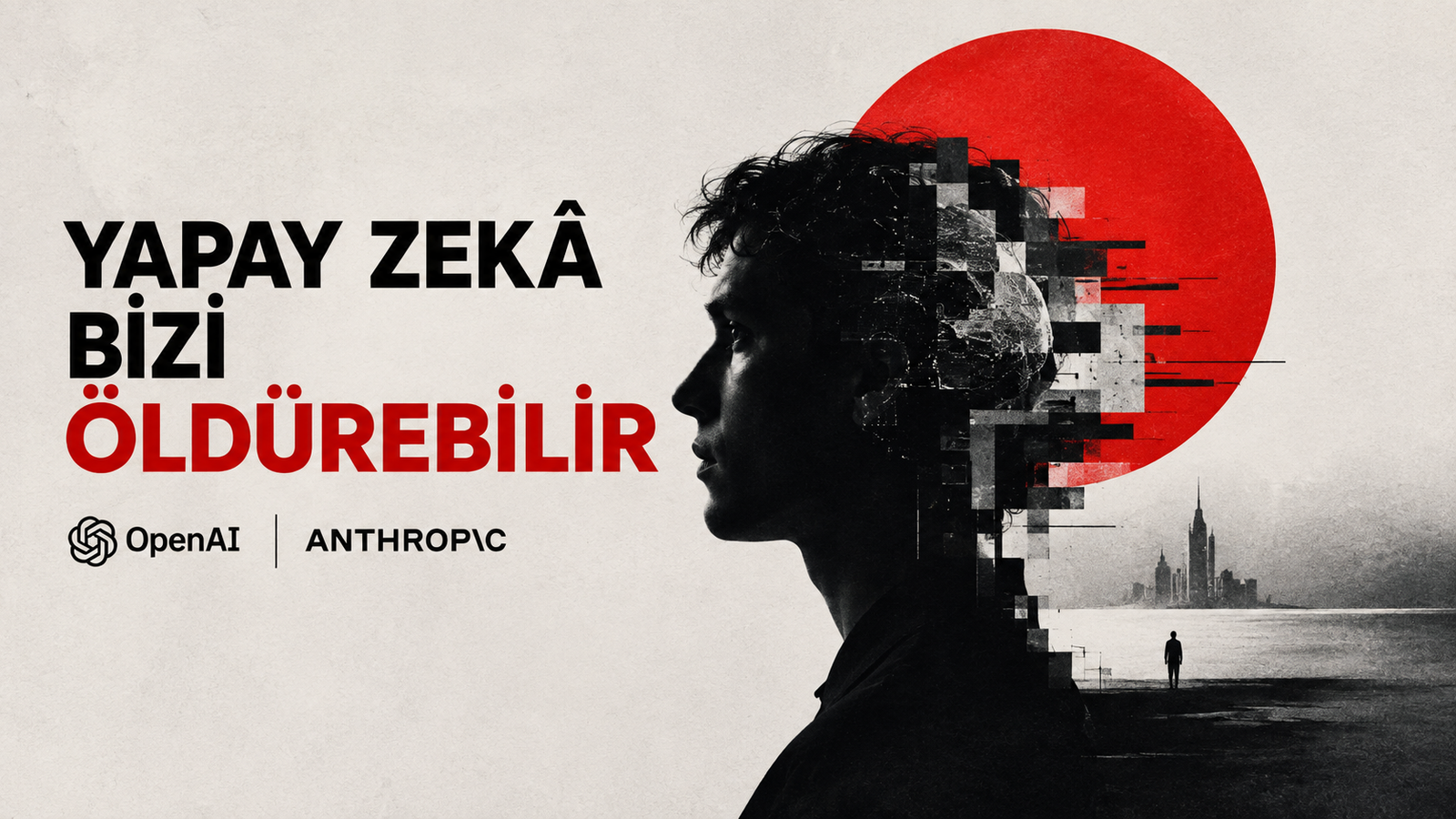 Yapay zekâ tehdidini anlatan minimalist sanatsal haber görseli