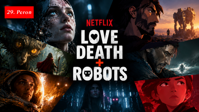 Love Death&Robots dizisinin bilim kurgu temalı tanıtım görseli.