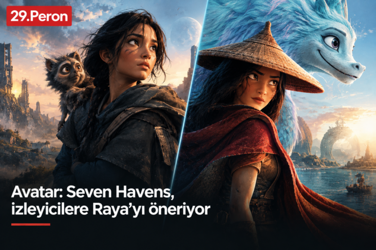 Avatar Seven Havens ve Raya ve Son Ejderha yapımlarını karşılaştıran fantastik macera temalı görsel