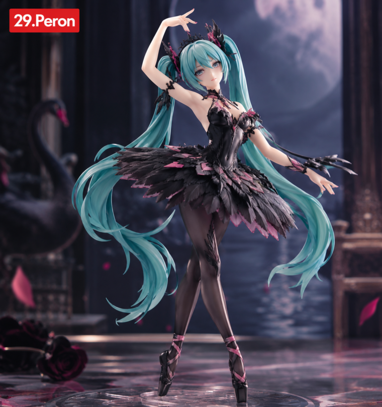 Hatsune Miku Siyah Kuğu temalı figür, siyah ve pembe bale kostümüyle